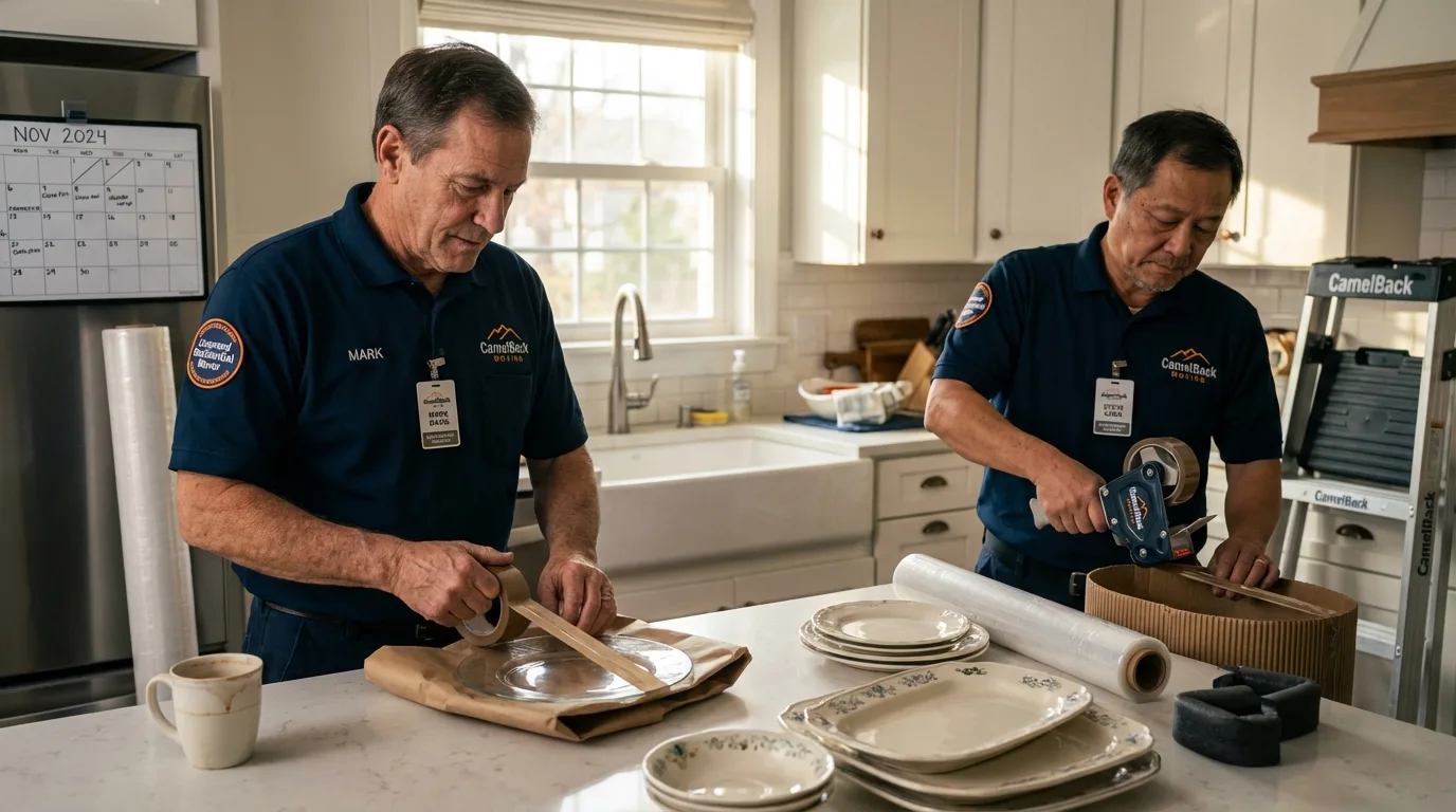 Professional crew packing kitchen dishware in West Memphis, AR